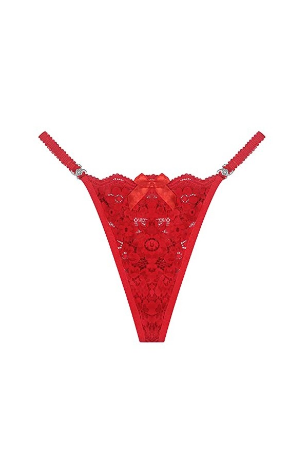 DGKaxiyaHM String en Dentelle Florale pour Femmes Culotte Dos T Respirante Et Sexy à Taille Basse Culotte Extensible Transpar