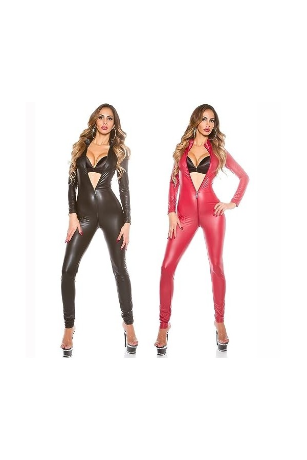 JYDQM Éclat Brevet Cuir Longue Salopette Pôle Danse Boîte De Nuit DS Étape Costume Treillis/Red/XXXL