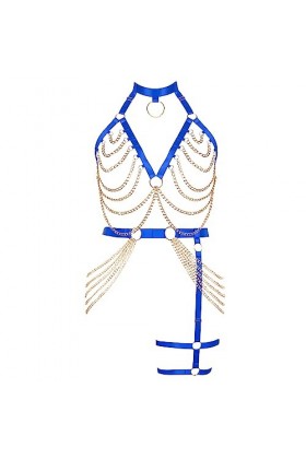 JMMHSS Femmes plus size Body harnais sous - vêtements leggings ceinture ensemble gothique carnaval Halloween Couleur orange 