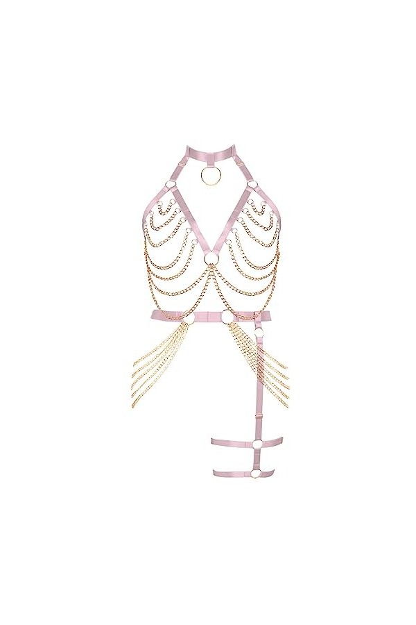 JMMHSS Femmes plus size Body harnais sous - vêtements leggings ceinture ensemble gothique carnaval Halloween Couleur orange 