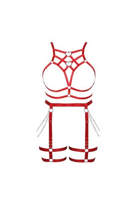 JMMHSS Femmes réglable élastique fit lingerie harnais set lacets cage garter ceinture pour plus size bas Orange jaune 