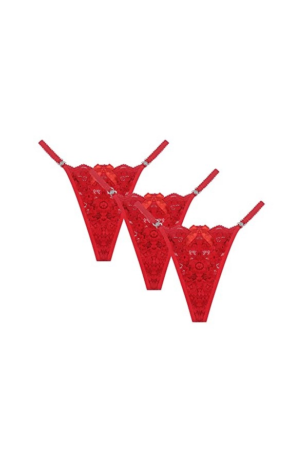 DGKaxiyaHM String en Dentelle Florale pour Femmes Culotte Dos T Respirante Et Sexy à Taille Basse Culotte Extensible Transpar