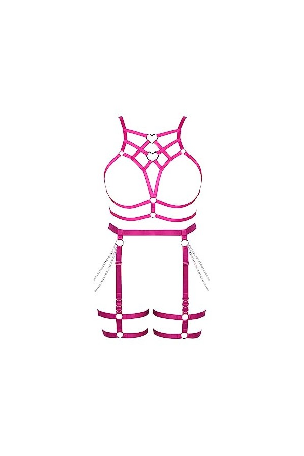 JMMHSS Femmes réglable élastique fit lingerie harnais set lacets cage garter ceinture pour plus size bas Orange jaune 