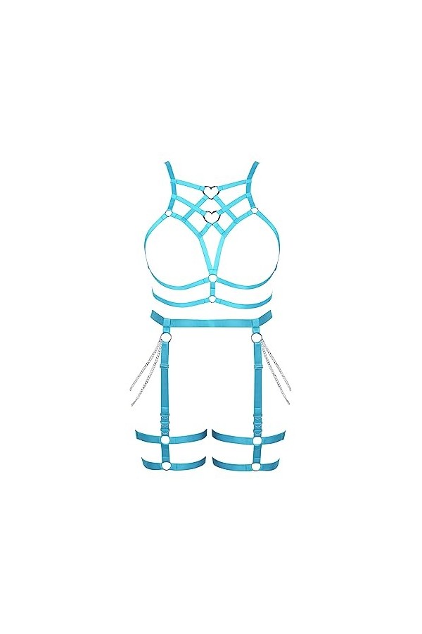 JMMHSS Femmes réglable élastique fit lingerie harnais set lacets cage garter ceinture pour plus size bas Orange jaune 