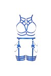 JMMHSS Plus Size femmes bretelles Goth full cage évidée lacets soutien - gorge ceinture punk costume set Bleu ciel 