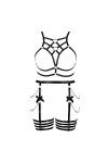 JMMHSS Plus Size femmes bretelles Goth full cage évidée lacets soutien - gorge ceinture punk costume set Bleu ciel 