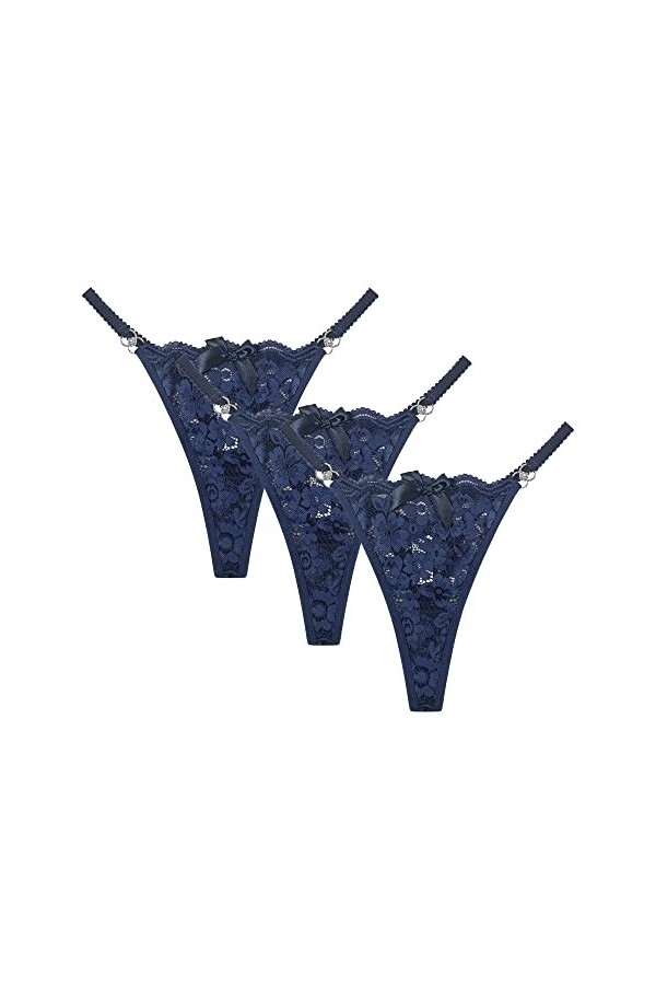 DGKaxiyaHM String en Dentelle Florale pour Femmes Culotte Dos T Respirante Et Sexy à Taille Basse Culotte Extensible Transpar