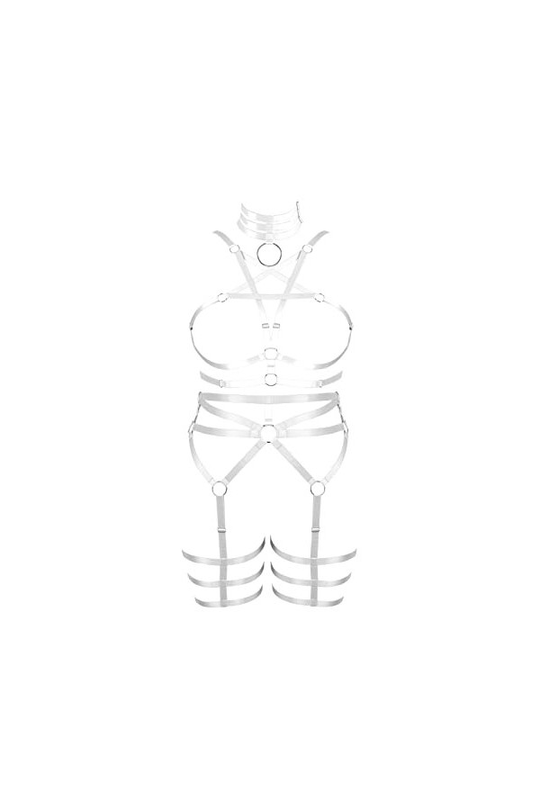 JMMHSS Femmes ajustable fit lingerie harnais set lacets cage élastique sangle pour plus size bas Le grand rouge 