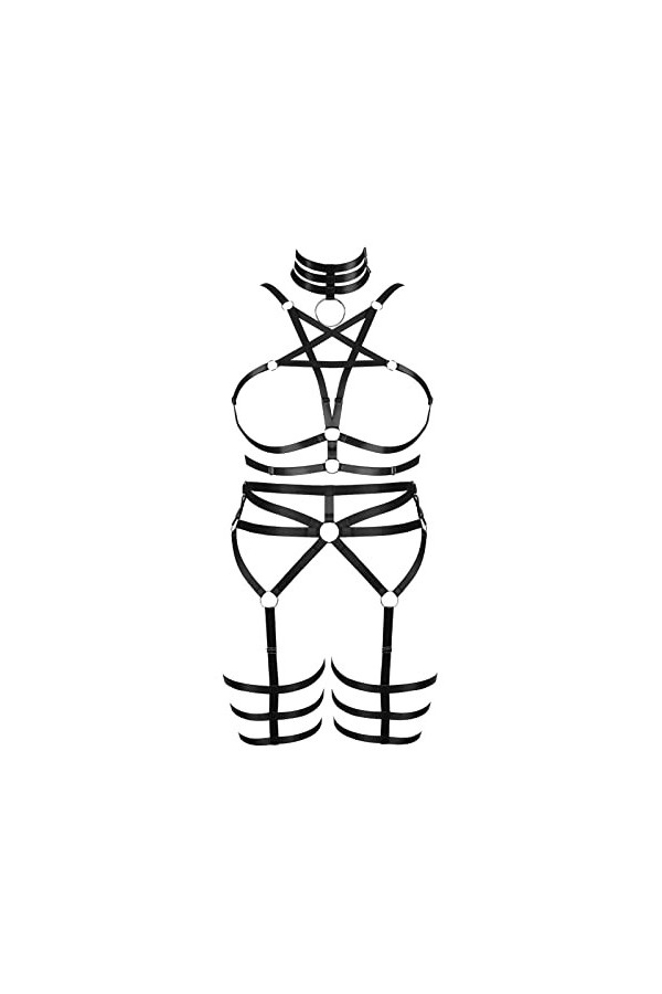 JMMHSS Femmes ajustable fit lingerie harnais set lacets cage élastique sangle pour plus size bas Le grand rouge 