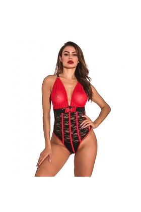 MiniCostume de Forme Sexy pour Femmes Pure Lingerie Moulante rayée décolleté, Noir, L