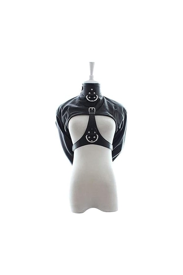 Herxicwa Sexy Femmes PU Cuir Camisole de Force Strict Kinky Fantaisie Droite Veste Fantaisie Costume