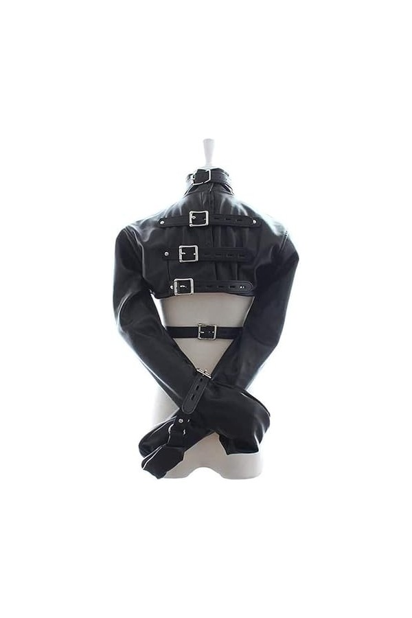 Herxicwa Sexy Femmes PU Cuir Camisole de Force Strict Kinky Fantaisie Droite Veste Fantaisie Costume