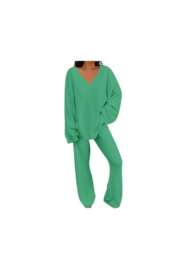 Combinaison de yoga pour femme, tenue deux pièces, pour lautomne 2023, pull à manches longues avec col en V, hauts et pantal