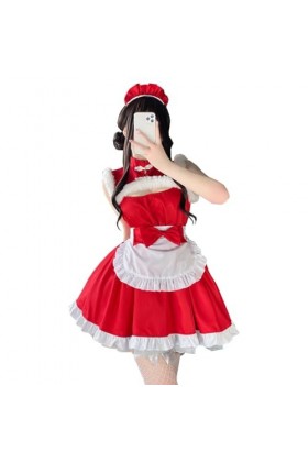 SNOMYRS Costume de soubrette de Noël rouge mignon Anime Cosplay Lingerie sexy Père Noël Costume Robe Lingerie Femmes Cheongsa