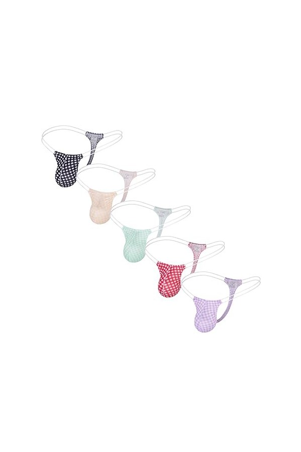 Faringoto Lot de 5 strings sexy pour homme et femme - Taille basse - Sous-vêtements de poche - Lingerie gay, Homme-B614, Larg