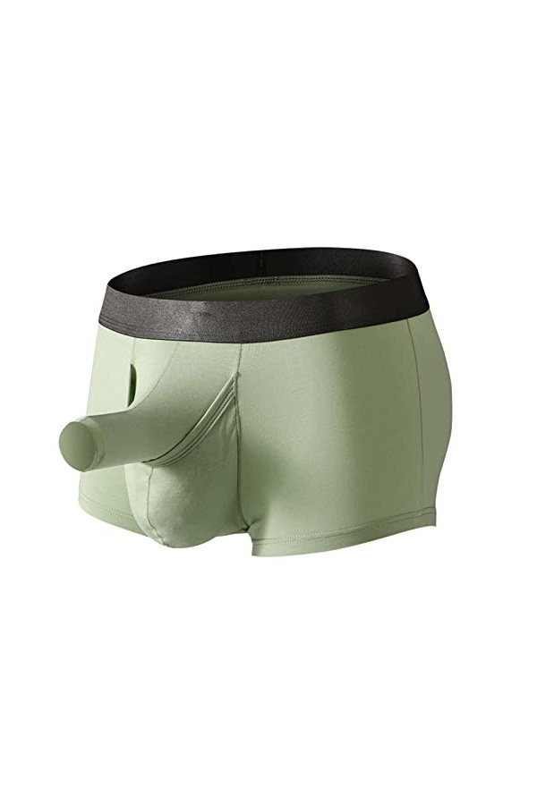NAZARR Hommes Boxeurs sous-vêtements Sexy Longue Poche Boxershorts caleçon mâle éléphant Renflement Culotte Color : Groen, S