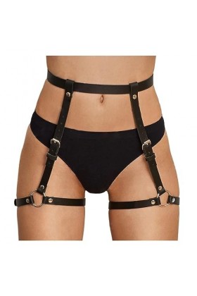 YUEGOO Punk Cuir Harnais Sexy Fesse Jarretière Corps Femmes Lingerie Bretelles Gothique Vêtements Color : Leg 02, Size : Adj