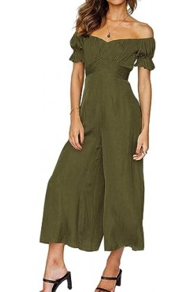 ALKANI Port quotidien Combinaison sexy à épaules dénudées for femmes Color : Armygreen, Size : M-Medium 