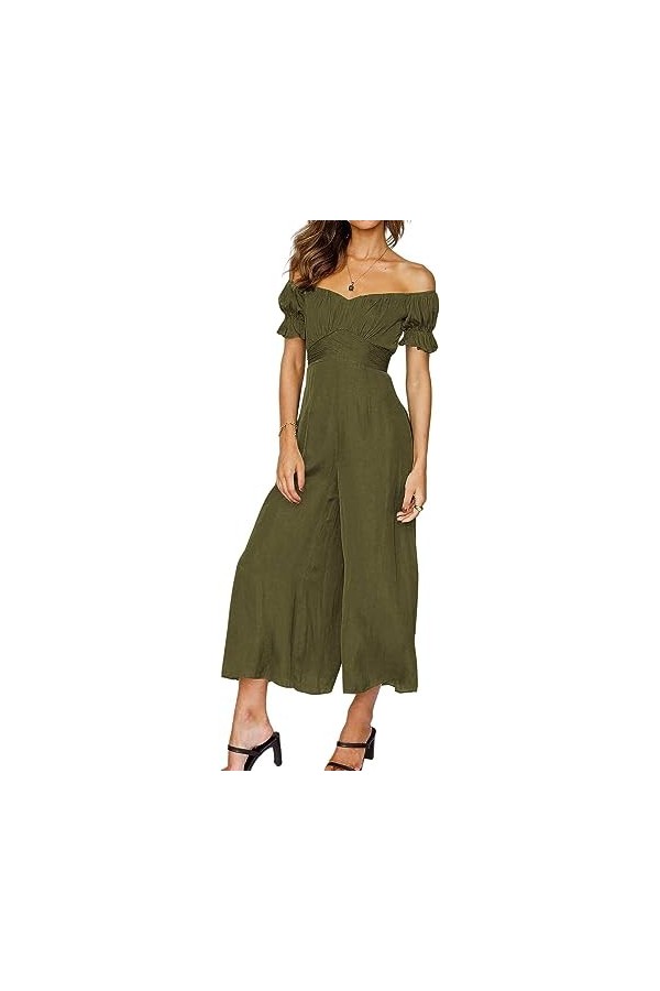 ALKANI Port quotidien Combinaison sexy à épaules dénudées for femmes Color : Armygreen, Size : M-Medium 