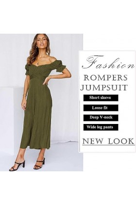 ALKANI Port quotidien Combinaison sexy à épaules dénudées for femmes Color : Armygreen, Size : M-Medium 