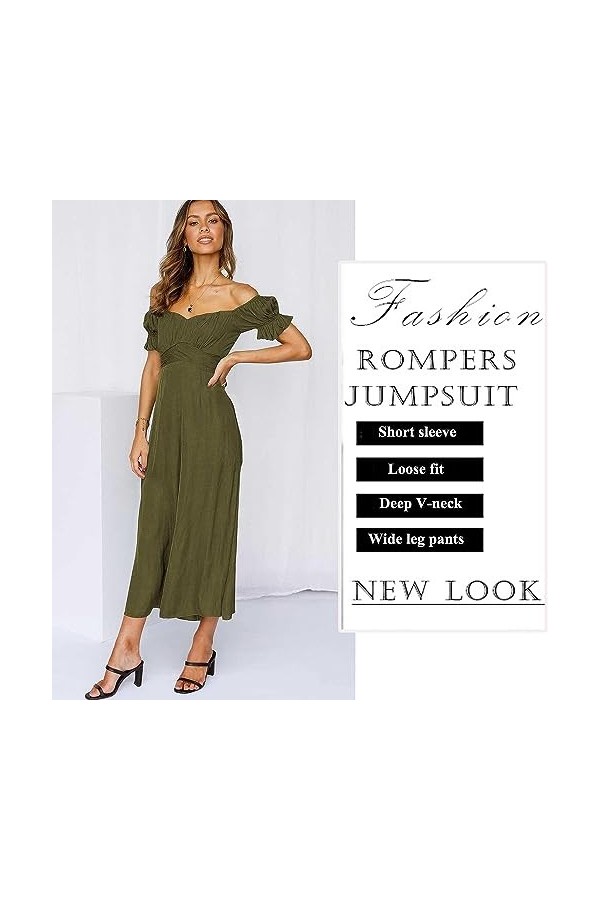 ALKANI Port quotidien Combinaison sexy à épaules dénudées for femmes Color : Armygreen, Size : M-Medium 