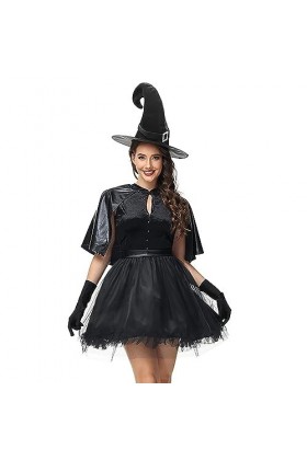 Robe gothique de sorcière pour femme - Costume dHalloween - Sexy - Épaules dénudées - Noir - Taille M