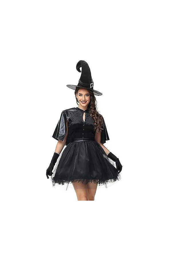 Robe gothique de sorcière pour femme - Costume dHalloween - Sexy - Épaules dénudées - Noir - Taille M