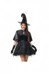 Robe gothique de sorcière pour femme - Costume dHalloween - Sexy - Épaules dénudées - Noir - Taille M