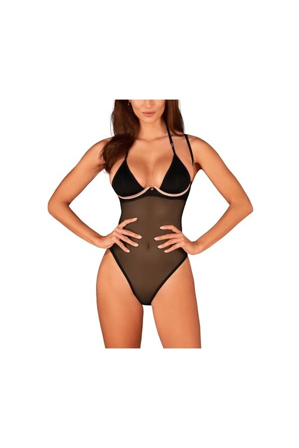 Obsessive Body Sexy Selinne Teddy, Noir,XS-S