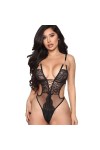 Ensembles De Lingerie Femme Déguisements Adultes Combinaison Sexy en Dentelle Lingerie Sexy Pyjama Sexy V Profond Moulant Cre