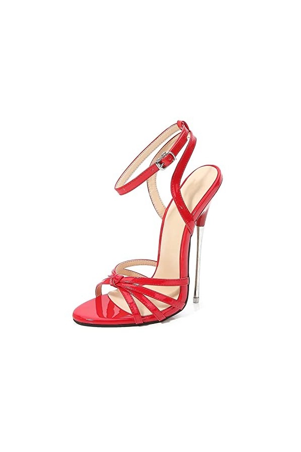 WOkismD 16 CM/6.29IN Un Mot Boucle Sangle Stiletto Sexy Célébrité Discothèque Sexe Lit Chaussures À Talons Hauts Grande Taill