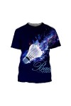 O Neck Harajuku T Shirt Hommes Femmes Mode Sports Badminton 3D Imprimé Fun T Shirts