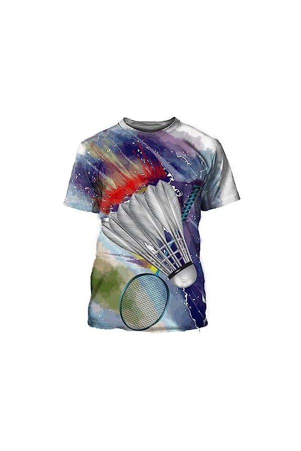 O Neck Harajuku T Shirt Hommes Femmes Mode Sports Badminton 3D Imprimé Fun T Shirts