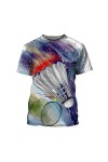 O Neck Harajuku T Shirt Hommes Femmes Mode Sports Badminton 3D Imprimé Fun T Shirts