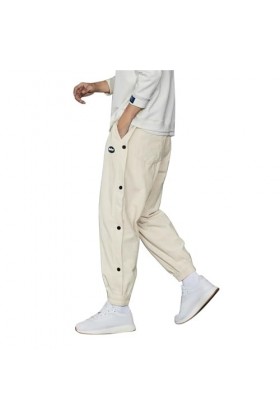 Duohropke Pantalon en velours côtelé large avec élastique - Pantalon de jogging pour homme avec poignets - Pantalon baggy pou