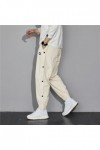 Duohropke Pantalon en velours côtelé large avec élastique - Pantalon de jogging pour homme avec poignets - Pantalon baggy pou