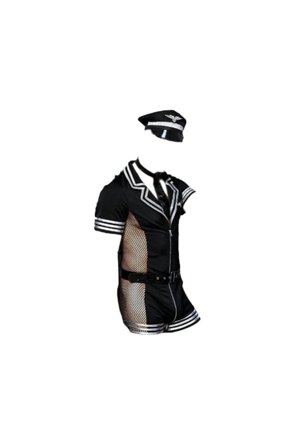 OLIns Homme Policier Jeu de rôle Ensemble de Lingerie Clubwear Vêtements de Nuit One Size,Black 