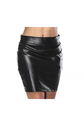 euuzu Mini jupe sexy en cuir verni réversible pour femme, costume de jeu télévisé, taille M