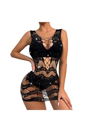 Femmes Sexy Avancé Creux Forage Passion Net Vêtements Lingerie Pyjamas Vêtements pour Femmes Lingerie Sexy Noir Taille Uniqu