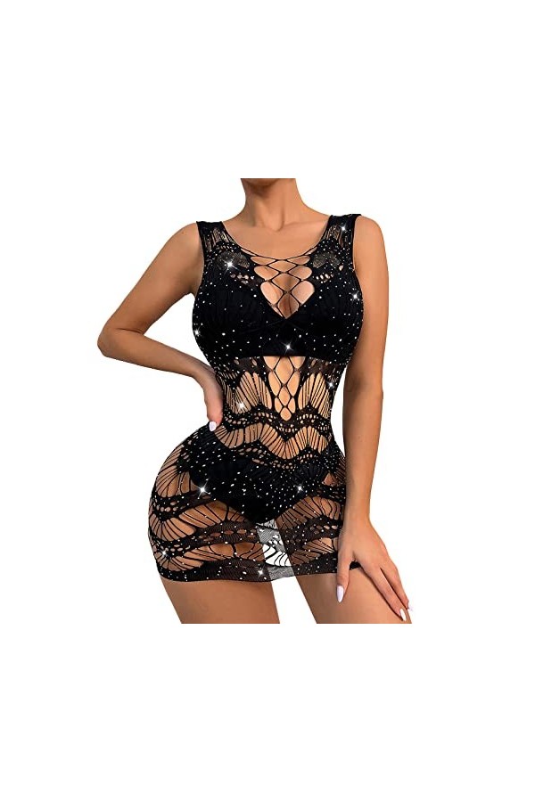 Femmes Sexy Avancé Creux Forage Passion Net Vêtements Lingerie Pyjamas Vêtements pour Femmes Lingerie Sexy Noir Taille Uniqu