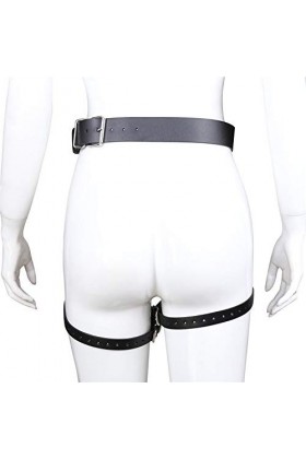 Gaine de cuisses en cuir punk de carnaval noir, jarretières, chaînes de corps pour femmes et filles, noir