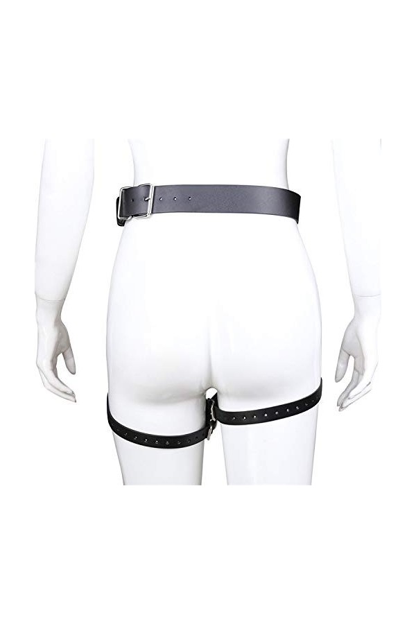 Gaine de cuisses en cuir punk de carnaval noir, jarretières, chaînes de corps pour femmes et filles, noir