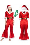 IKALI Costume de Père Noël pour femme - Tenue sexy Miss Père Noël - Combinaison de Noël - Velours avec chapeau et ceinture XL