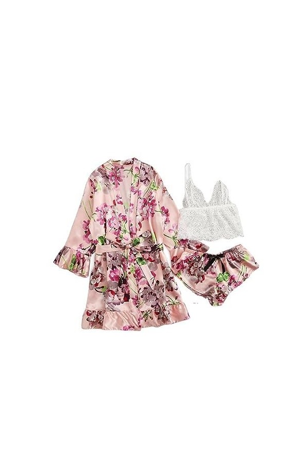 Front ouvertSexe Mince Pyjama de Lingerie Sensuelle, Rose, M