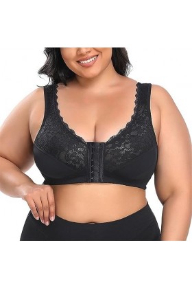Soutien-Gorge De Levage Façonnant pour Femmes Sexy Dentelle Avant Fermeture À Boucle Bralette sans Fil Ultra Mince Grande Tai