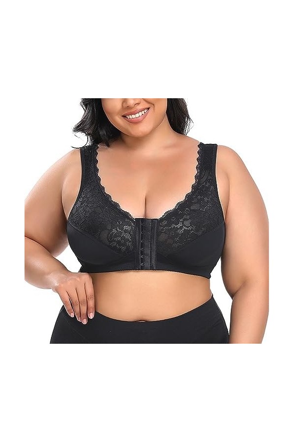 Soutien-Gorge De Levage Façonnant pour Femmes Sexy Dentelle Avant Fermeture À Boucle Bralette sans Fil Ultra Mince Grande Tai