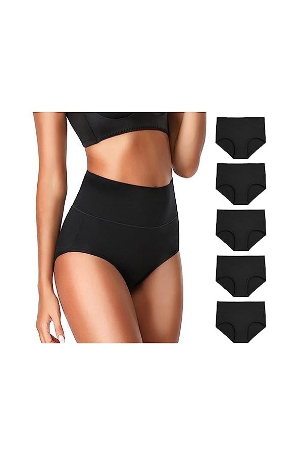 Lomhmn Lot de 1/2/3/4/5 Culottes de Fuite menstruelle pour Femme Coupe Confortable Couleur Unie Culotte Courte Taille Basse C