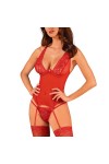 Obsessive Corset Sexy Avec String Lacelove Corset, Rouge,XL-2XL