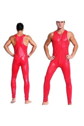 JYDQM Brevet Cuir Européen Et Américain pour des Hommes Sexy sous-Vêtements Boîte De Nuit Costumes Un Pantalon/Red / 2XL