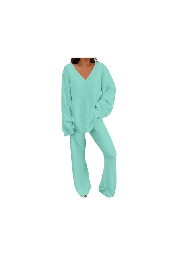 Combinaison de yoga pour femme, tenue deux pièces, pour lautomne 2023, pull à manches longues avec col en V, hauts et pantal